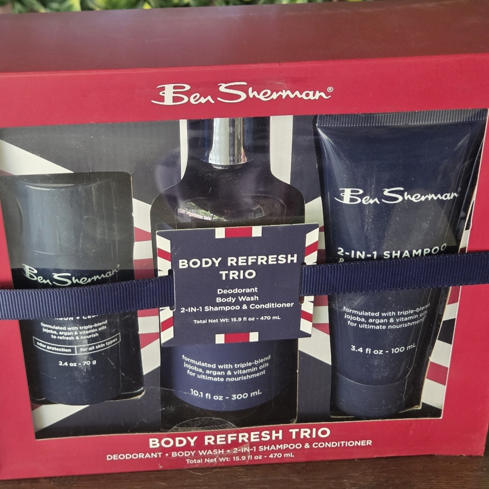 Body Refresh Trio Gift Set Ben Sherman Deodorant Body Wash 2 in 1 Shampoo NWT